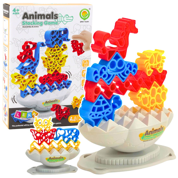 Game Skill Balance Tower Stone Animals Blocks Colored
