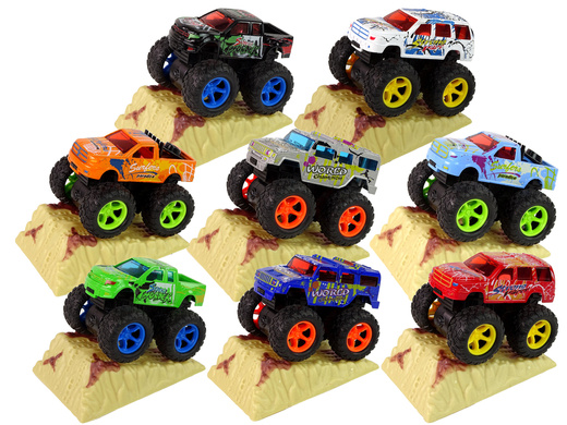 Resorak Monster Truck  Pull Back Antrieb  Gummireifen Metallkarosserie + Entfaltende Rampe