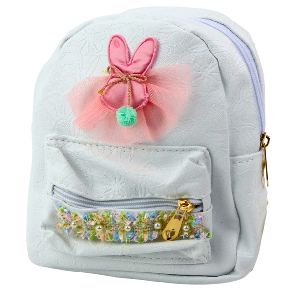 Kinderrucksack Hase Tüll Dekoband Weiß 2,5L 20cm