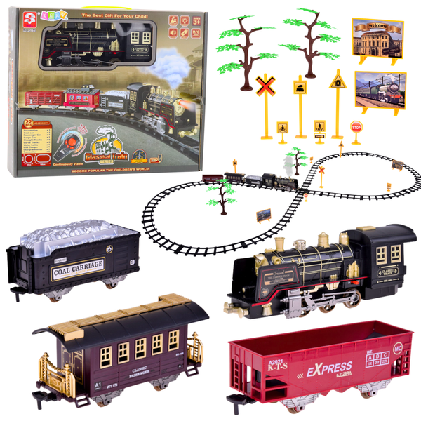 Remote Controlled Train Locomotive RC Lights Sounds Smoke 22 pcs.