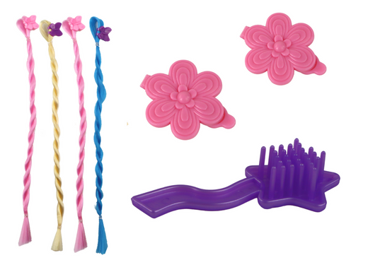 Princess Doll Purple Dress Set of Braids Extensions