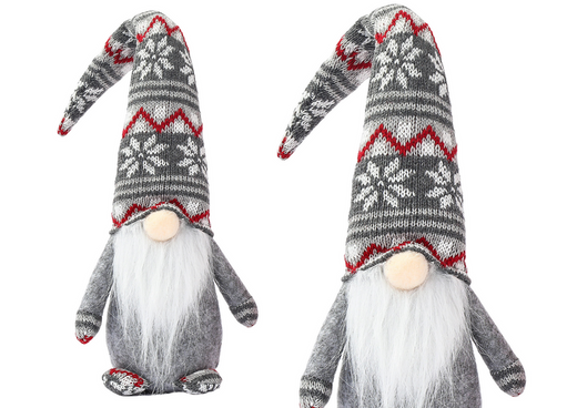 Weihnachtszwerg mit grau-roten Mustern, 40 cm