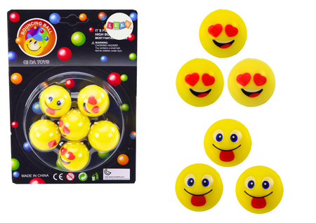 Set gelbe Emoji-Gummibälle 6-tlg
