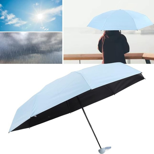 Folding Pocket Umbrella with UV Protection UPF 50+ Case Blue 90 cm