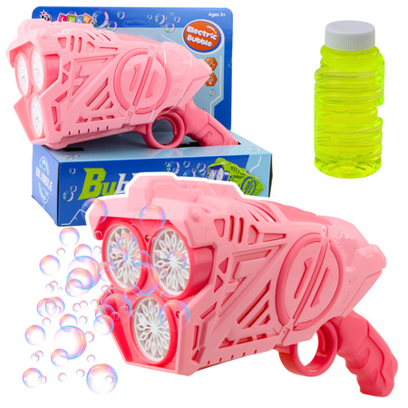 Battery Operated Bubble Gun LED Lights Pink