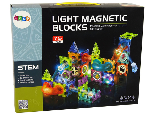 Glowing Slide For Balls Magnetic Blocks 75 Elements