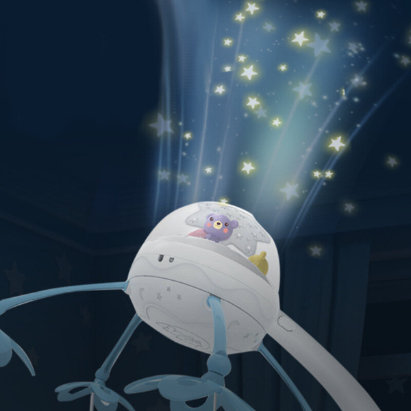 Mobiler Bettprojektor mit Fernbedienung, Melodien, Tiergeräusche, Grau