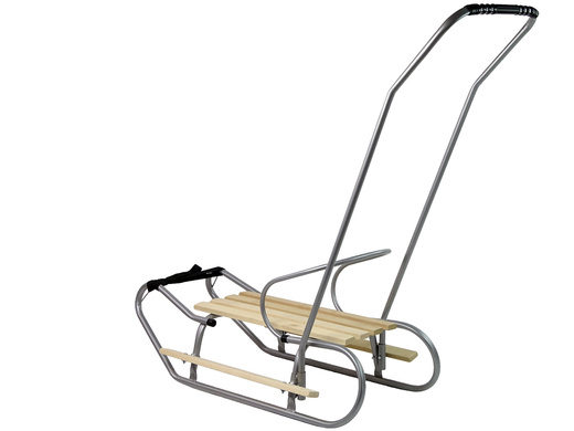 Metal Sled with Push Bar Backrest Silver