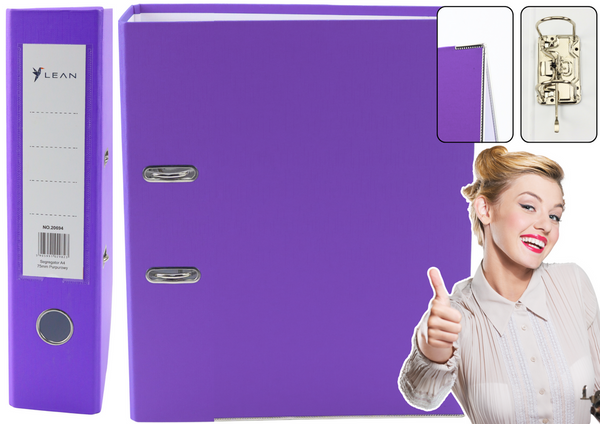 A4/75mm Document Binder Fitting Lever Mechanism Purple