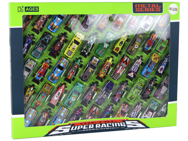 Set mit 50 Federn, bunten Spielzeugautos