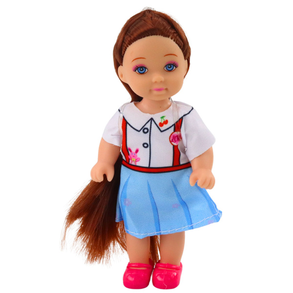 Kaibibi Mini-Puppe mit langen Haaren und buntem Kleid, 12 cm, gemischt
