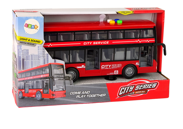 Battery Operated Double Decker Bus Lights Sounds Friction Drive Red