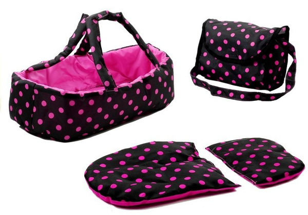 Puppenwagen Alice Kinderwagen Puppe Babytrage Set Puppenkarre Wagen Schwarz