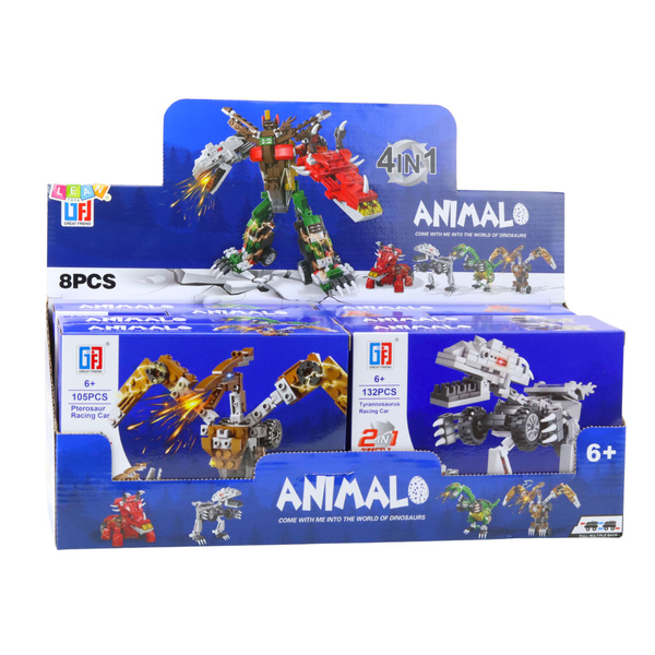 Dinosaurier-Auto 2in1 Bausteine 105-132 Teile Mix