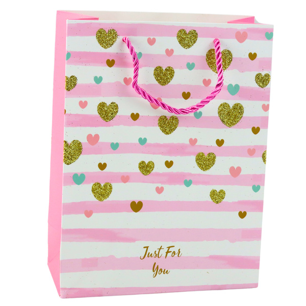 Paper Gift Bag Blue Pink Glitter 23 x 18 x 10.5 cm