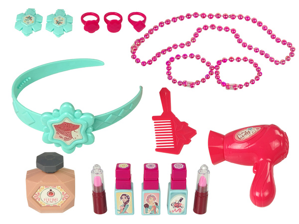 Beauty Set Toilette mit Spiegel Licht Ton Schmuck Rose