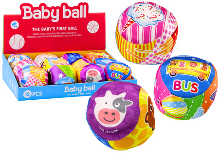 Weicher Ball mit Rassel, bunter Ball, Tiere, Früchte, 10 cm, Mix