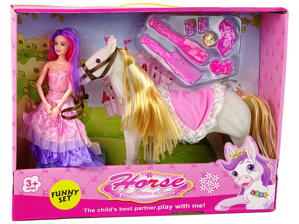 Prinzessin Puppe mit weißem Pony Figuren Zubehör.