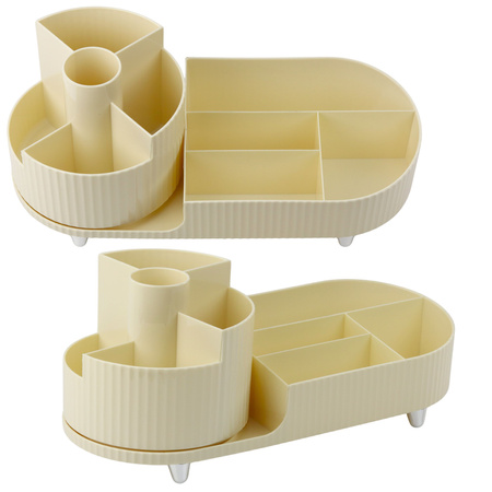 Multifunctional Organizer for Cosmetics, Rotating, Roomy, Beige