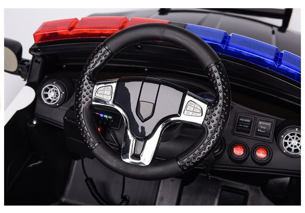 Kinderfahrzeug Polizei Schwarz EVA-Reifen Ledersitz USB SD MP3 Kinderauto