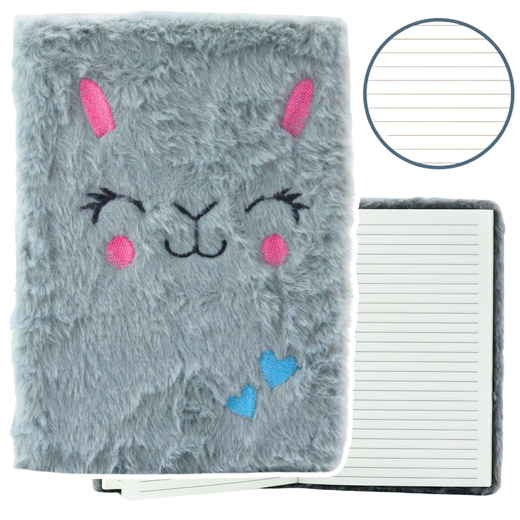 Plush Notebook Notebook Lined Gray Hare A5 80 Sheets