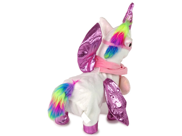 Maskottchen Pferd Interaktives Einhorn Weiß-Rosa-Flügel