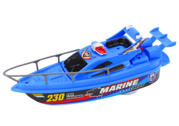Police Boat Battery Operated Floating Boat Blue Water Toy