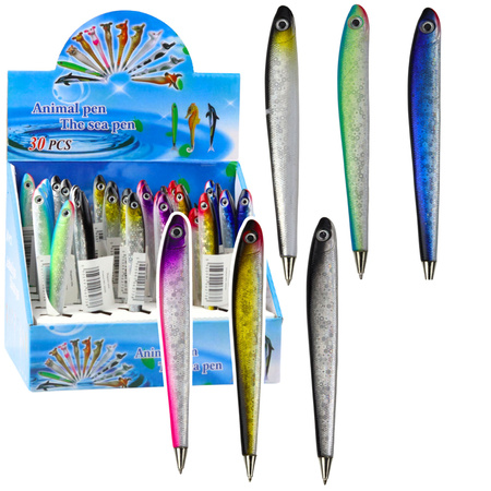 Fish Ballpoint Pen Shimmering Blue Color Ink 12.5cm