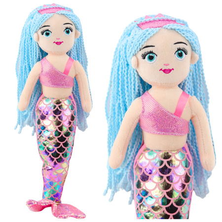 Plush Mermaid Cuddly Toy Holographic Tail Pink-Blue 48cm