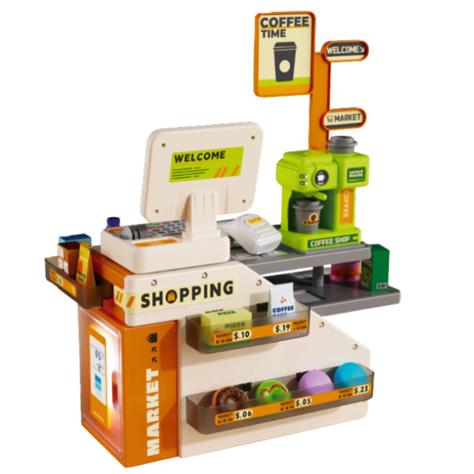 Kasa Fiskalna Sklepowa Kawiarnia Akcesoria Światła Dźwięki 70 el.