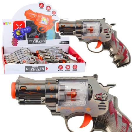 Toy Gun Revolver Magazine With Balls Lights Sounds