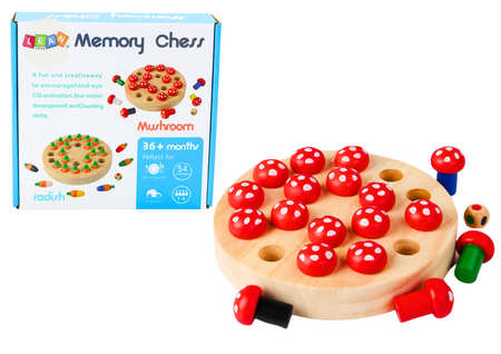 Family Memory Game Toadstools Wooden