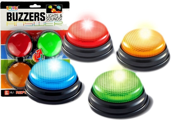 Set Buzzers 4 Lights Light Sound 4 Colours