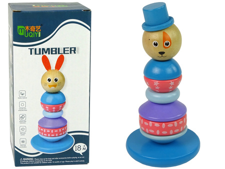 Holzpyramide Hund mit Hut Balancierturm