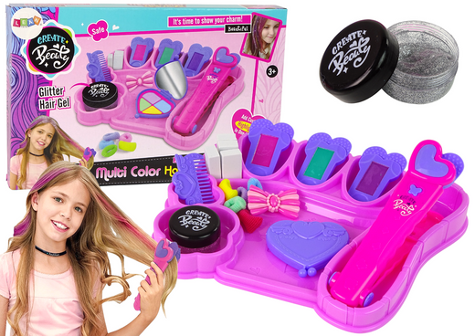Hair Styling Kit Straightener with Coloured Chalks for Strands + Hair accessories