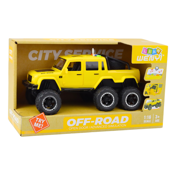 Geländewagen Friktionsantrieb Licht Sound Gelb 6x6 1:16