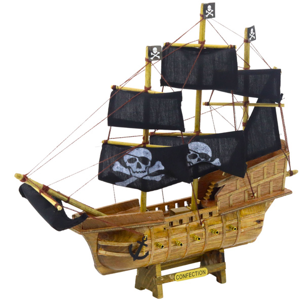 Sammlermodell Dekoratives Piratensegelschiff Schwarz 33x29cm