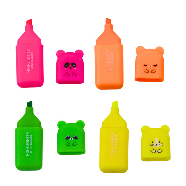 Mini Textmarker Set Bären Buntes Kunststoffgehäuse 5tlg