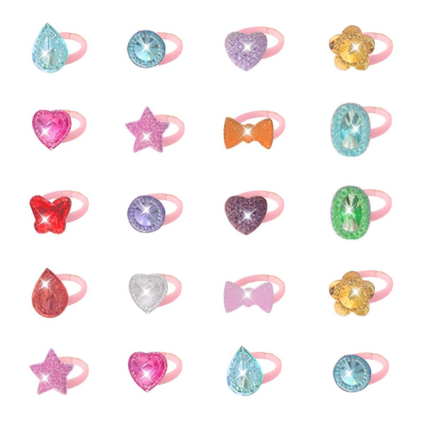 Schönheitsset Kinderringe mit farbigen Diamanten, 50 Stück.