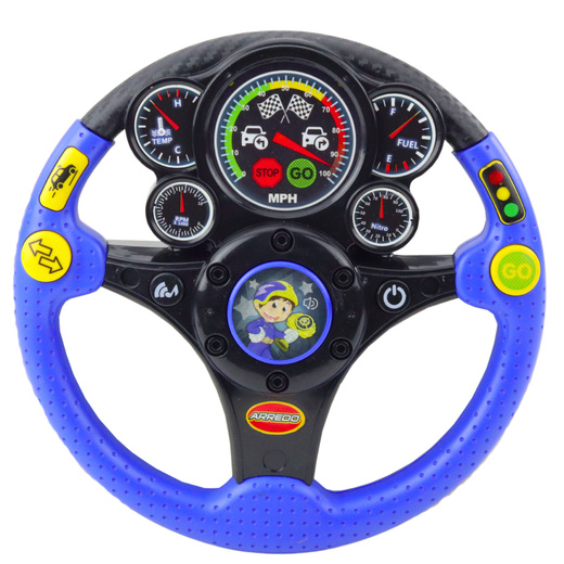 Interactive Steering Wheel For Kids Lights Sounds Vibrations Blue