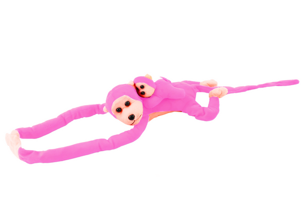 Plüschaffe mit Babymaskottchen, rosa, 70 cm