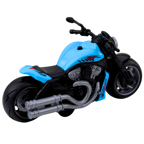 Batteriebetriebenes Spielzeug-Motorrad mit Motor, Lichtern und Geräuschen, Blau