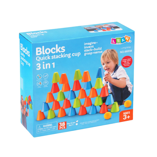 Pädagogisches Geschicklichkeitsspiel Fast Cups 3in1 Bälle Becher 38 Stück.