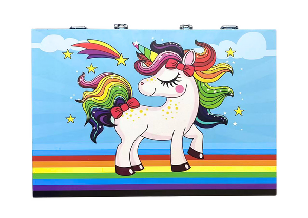 Art Set in a Suitcase with a Unicorn Blue 150 Pieces