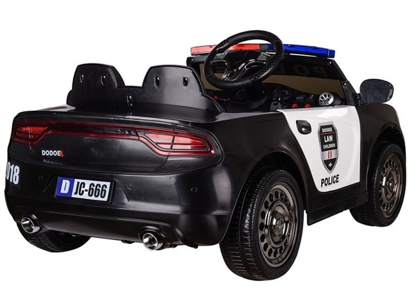 Kinderfahrzeug Polizei Schwarz EVA-Reifen Ledersitz USB SD MP3 Kinderauto
