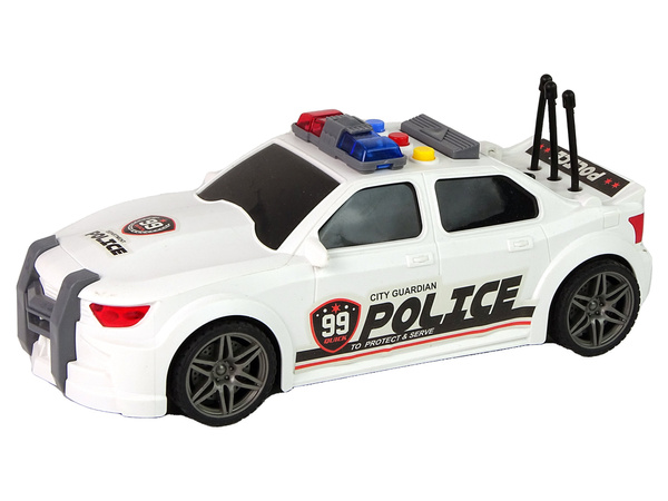 Sports Car Opening Trunk Police Lights Sounds White 1:16
