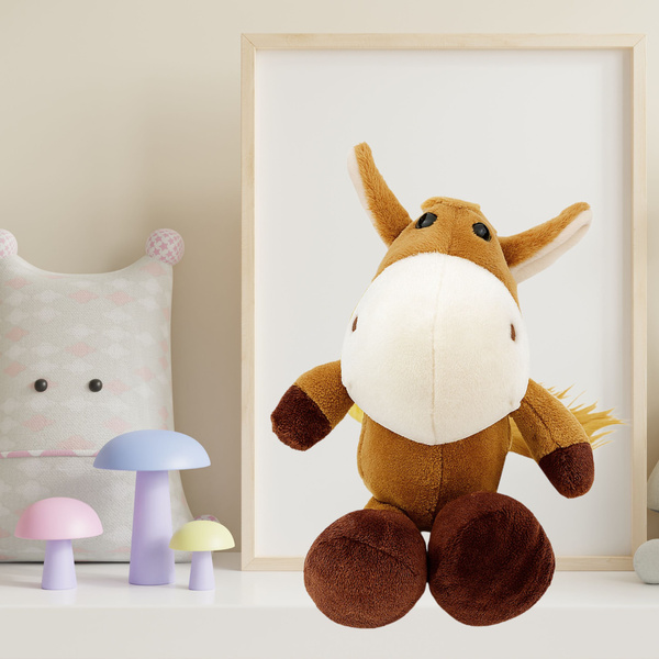 Plush Toy Horse with Suction Cup Brown 23 x 12 cm