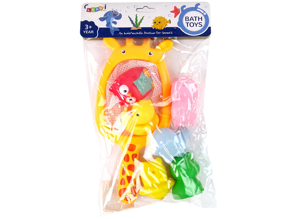 Rubber Mesh Giraffe Bathing Animal Set
