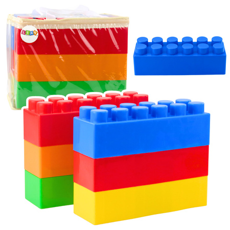 Set of Large Construction Blocks in a Bag, Colorful, 28.5x9x9 cm, 6 pcs.