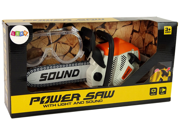 Chainsaw with moving chain + safety goggles Realistic look and sounds ! QL91845